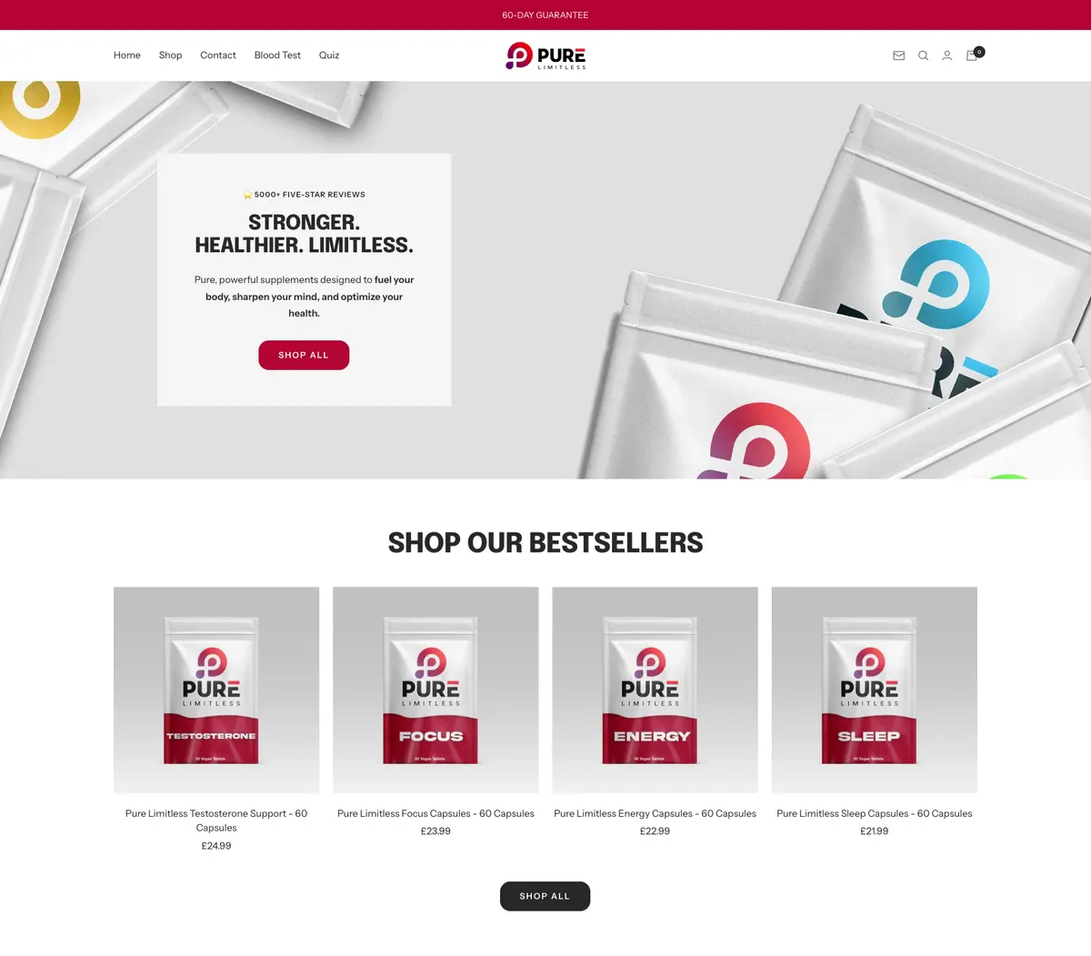 Pure Limitless Shopify store